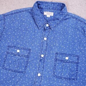 Wallace And Barnes Shirt Mens XL Blue Abstract Geo Button J Crew Camp Collar